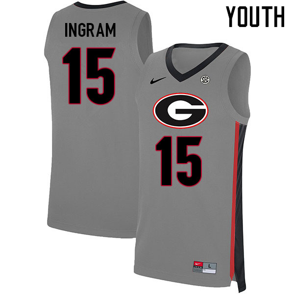 Youth #15 Jailyn Ingram Georgia Bulldogs College Basketball Jerseys Sale-Gray